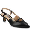 Journee Collection Padma Slingback Kitten Heel Pump In Black Polyurethane