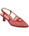 Journee Collection Padma Slingback Kitten Heel Pump In Mesh,red