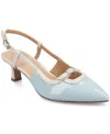 Journee Collection Padma Slingback Kitten Heel Pump In Patent,blue