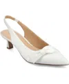 Journee Collection Paloma Slingback Pump In Satin,white