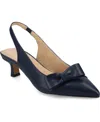 Journee Collection Women's Paloma Bow Kitten Heel Slingback Pumps In Navy