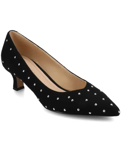 Journee Collection Women's Pammie Pointed Toe Kitten Heel Dress Pumps In Black