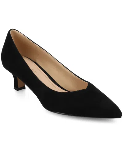 Journee Collection Women's Pammie Pointed Toe Kitten Heel Dress Pumps In Black