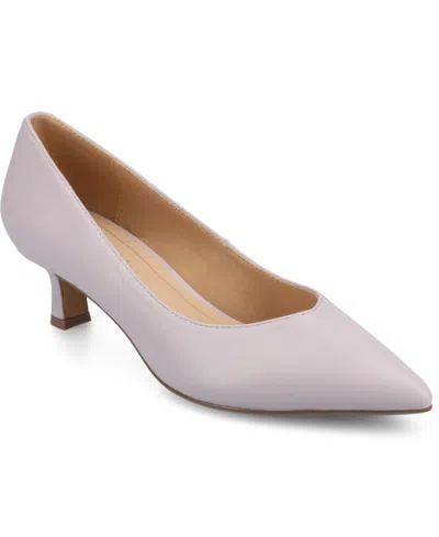 Journee Collection Women's Pammie Pointed Toe Kitten Heel Dress Pumps In Lilac