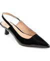 Journee Collection Women's Paulina Kitten Heel Slingback Pumps In Black Polyurethane