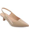 Journee Collection Women's Paulina Wide Width Kitten Heel Slingback Pumps In Taupe Patent