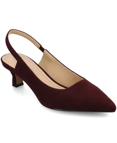 Journee Collection Women's Paulina Pointed Toe Slingback Pumps In Burgundy