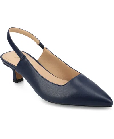 Journee Collection Women's Paulina Pointed Toe Slingback Pumps In Navy