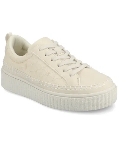 Journee Collection Women's Pazey Platform Lace-up Casual Sneakers In Bone