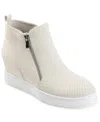 Journee Collection Collection Women's Wide Width Pennelope Sneaker Wedge In Ivory