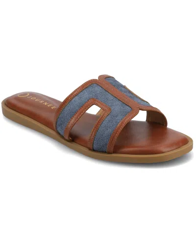 JOURNEE COLLECTION WOMEN'S PRIMAH SLIDE FLAT SANDALS