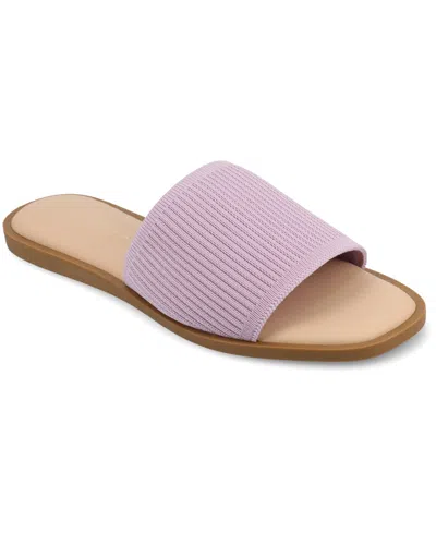 Journee Collection Women's Prisilla Single Band Slide Flat Sandals In Lilac