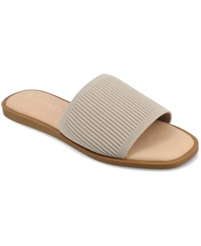 JOURNEE COLLECTION WOMEN'S PRISILLA SINGLE BAND SLIDE FLAT SANDALS