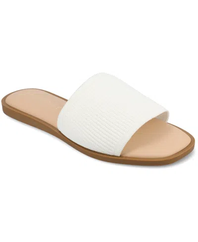 Journee Collection Women's Prisilla Single Band Slide Flat Sandals In Bone