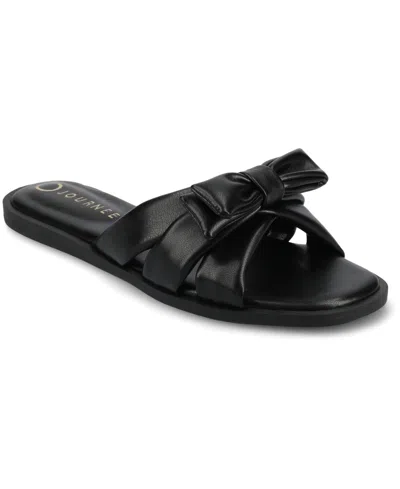 JOURNEE COLLECTION WOMEN'S PRYLIN BOW SLIDE FLAT SANDALS