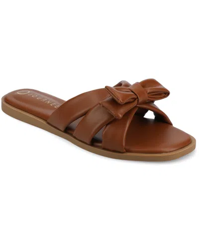 JOURNEE COLLECTION WOMEN'S PRYLIN BOW SLIDE FLAT SANDALS