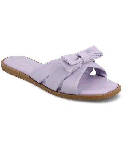 JOURNEE COLLECTION WOMEN'S PRYLIN BOW SLIDE FLAT SANDALS