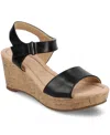 Journee Collection Ranae Platform Wedge Cork Sandal In Black