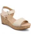 Journee Collection Ranae Platform Wedge Cork Sandal In Bone