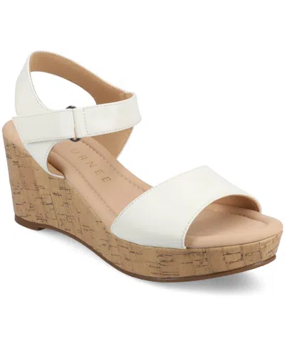 JOURNEE COLLECTION WOMEN'S RANAE ANKLE STRAP PLATFORM CORK WEDGE SANDALS