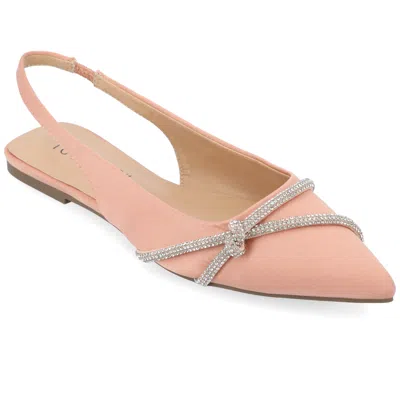 Journee Collection Women's Rebbel Rhinestone Knot Slingback Flats In Rose