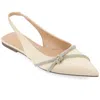 Journee Collection Rebbel Pavé Crystal Knot Slingback Flat In Champagne