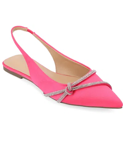 Journee Collection Women's Rebbel Rhinestone Knot Slingback Flats In Pink
