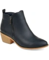 Journee Collection Women's Rebel Size Zipper Stacked Heel Booties In Navy