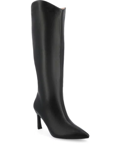 JOURNEE COLLECTION WOMEN'S REHELA POINTED TOE STILETTO KNEE HIGH DRESS BOOTS