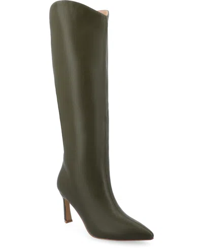 JOURNEE COLLECTION WOMEN'S REHELA POINTED TOE STILETTO KNEE HIGH DRESS BOOTS