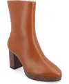 Journee Collection Medium And Wide Width Women's Romer Booties In Cognac