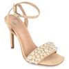 Journee Collection Women's Romey Pearl Embellished Stilleto Dress Sandals In White