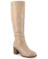 Journee Collection Wide Width Extra Wide Calf Womens Romilly Tru Comfort Foam Stacked Block Heel Round Toe Boots In Tan