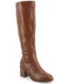 Journee Collection Wide Width Extra Wide Calf Womens Romilly Tru Comfort Foam Stacked Block Heel Round Toe Boots In Brown