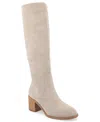 Journee Collection Wide Width Extra Wide Calf Womens Romilly Tru Comfort Foam Stacked Block Heel Round Toe Boots In Stone