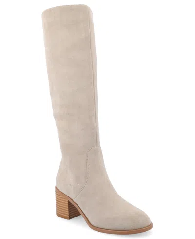JOURNEE COLLECTION WOMEN'S ROMILLY WIDE WIDTH ROUND TOE BLOCK HEEL KNEE HIGH BOOTS
