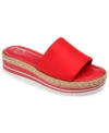 Journee Collection Rosey Womens Slip On Opentoe Flatform Sandals In Red