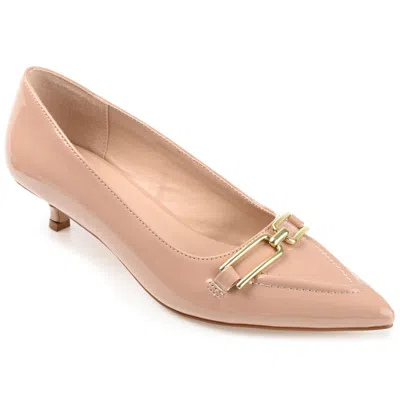 Journee Collection Women's Rumi Kitten Heel Loafer Pointed Toe Pumps In Red