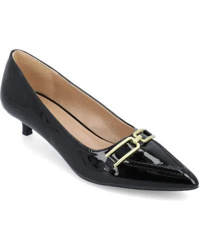Journee Collection Women's Rumi Pointed Toe Kitten Heel Pumps In Black