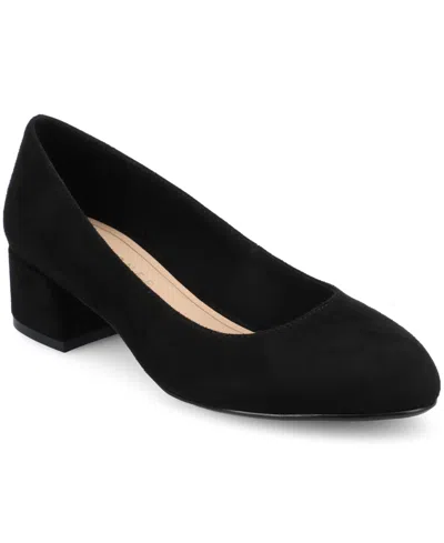 Journee Collection Women's Saarii Round Toe Block Heel Pumps In Black