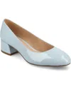 Journee Collection Women's Saarii Round Toe Block Heel Pumps In Blue Patent