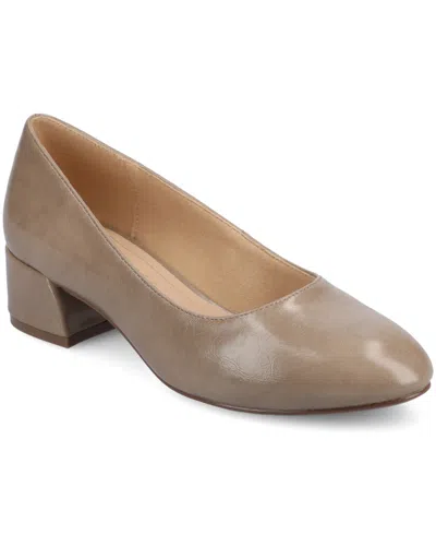 Journee Collection Women's Saarii Round Toe Block Heel Pumps In Brown
