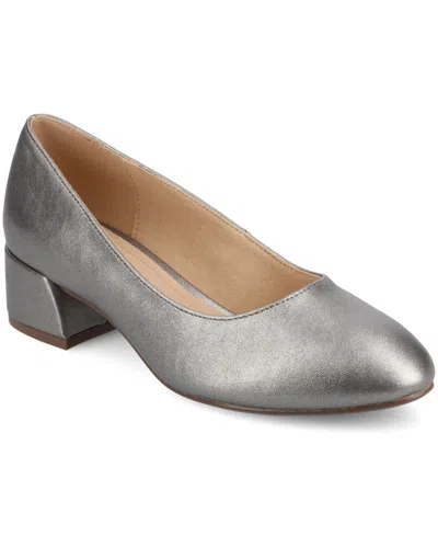 Journee Collection Women's Saarii Round Toe Block Heel Pumps In Gray