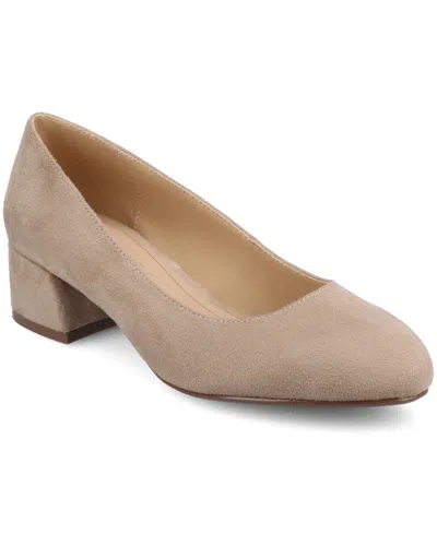 Journee Collection Women's Saarii Round Toe Block Heel Pumps In Nude