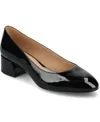 Journee Collection Journee Women's Saar Comfort Insole Round Toe Block Heel Pumps In Black Patent