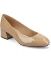 Journee Collection Women's Saarii Round Toe Block Heel Pumps In Nude Patent