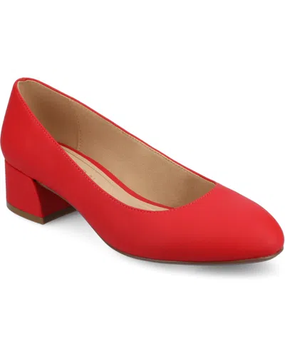Journee Collection Women's Saarii Round Toe Block Heel Pumps In Red