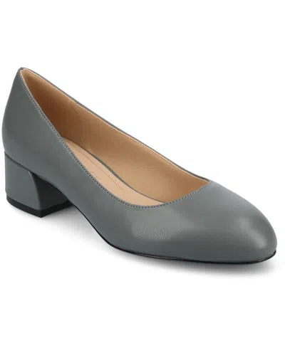 Journee Collection Women's Saarii Round Toe Block Heel Pumps In Slate