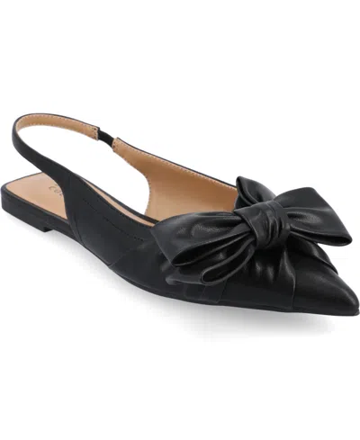 Journee Collection Women's Sabbrina Bow Sling Back Pointed Toe Flats In Black