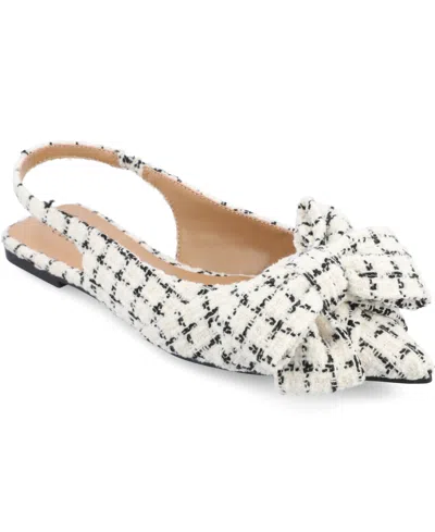 Journee Collection Women's Sabbrina Bow Sling Back Pointed Toe Flats In Black,white
